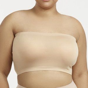 Plus Size Seamless Tube Top Bra Bandeau In Beige
